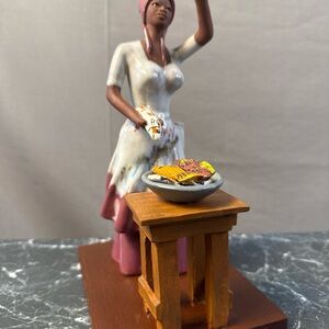Vintage Jamaican Folk Art Red Clay Sculpture Woman Figurine Glazed